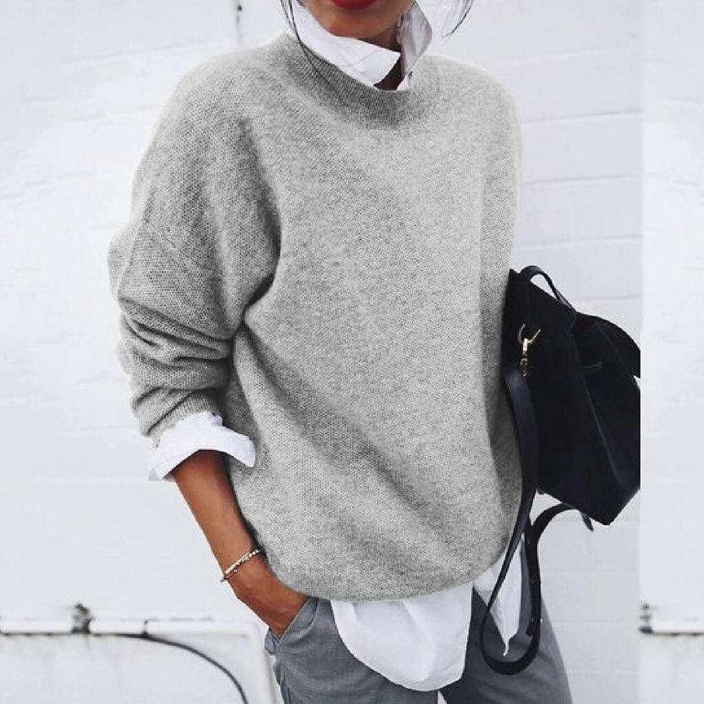 Weicher Strickpullover Damen Lockere Passform Rundhals Warm