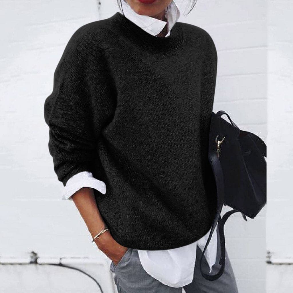 Weicher Strickpullover Damen Lockere Passform Rundhals Warm