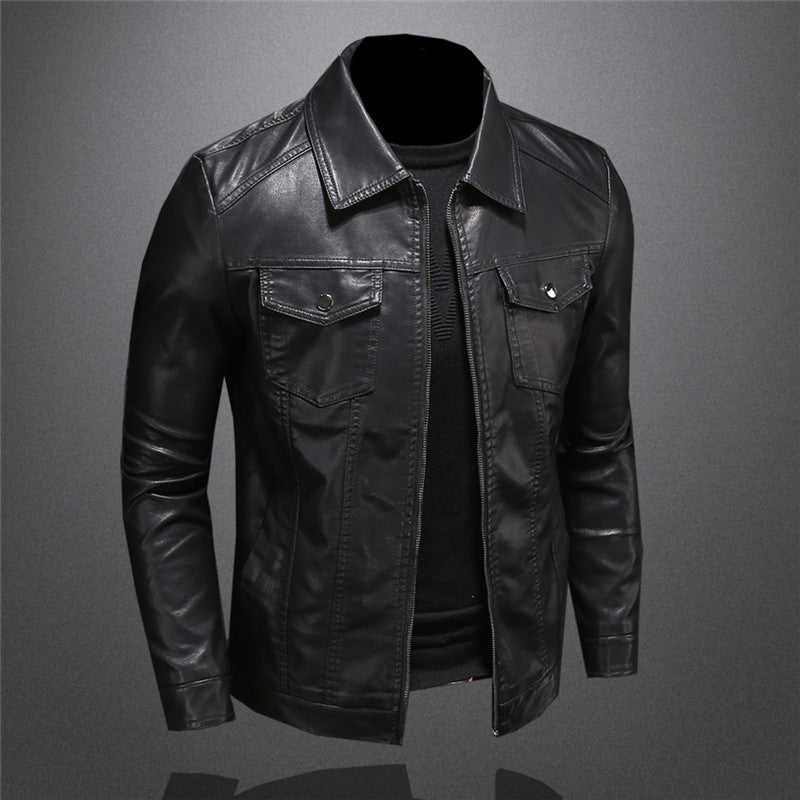 Herren Lederjacke Ledermantel Stylisch