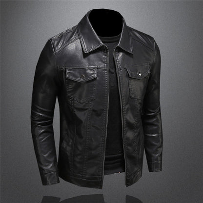 Herren Lederjacke Ledermantel Stylisch