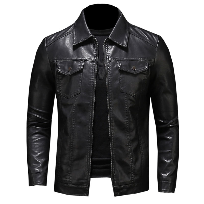 Herren Lederjacke Ledermantel Stylisch