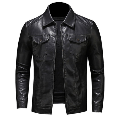 Herren Lederjacke Ledermantel Stylisch