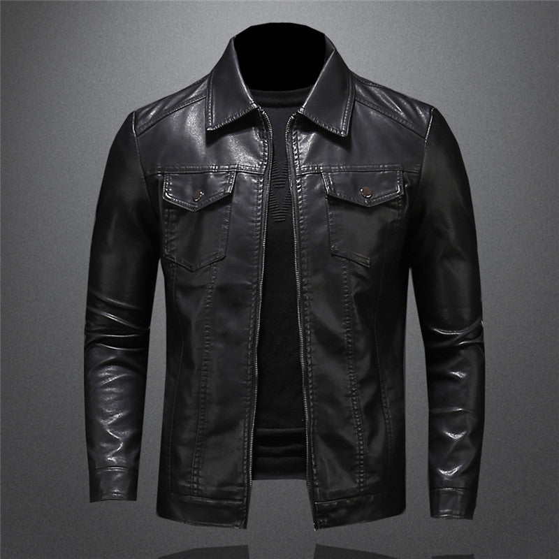 Herren Lederjacke Ledermantel Stylisch