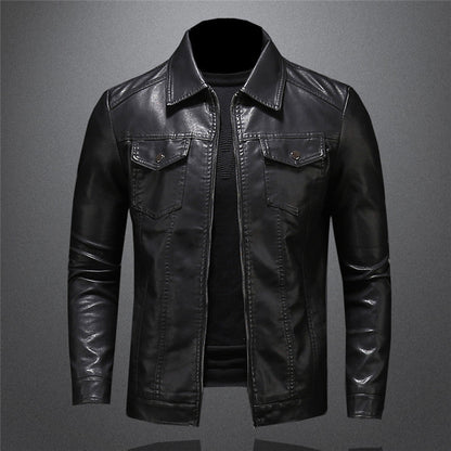 Herren Lederjacke Ledermantel Stylisch