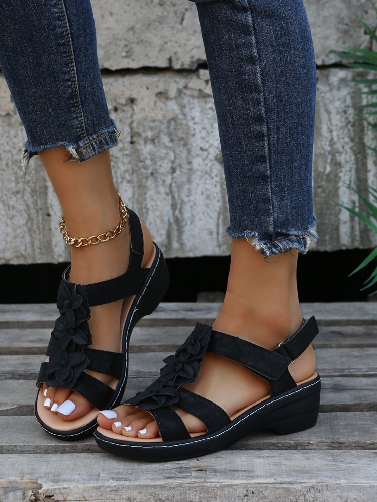 Damen Sandalen Ergonomisch Bequem Schwarz - Norvielle