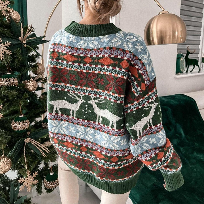 Damen Weihnachtspullover Kuschelig Warm