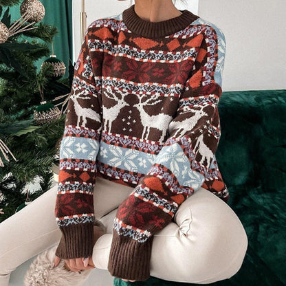 Damen Weihnachtspullover Kuschelig Warm