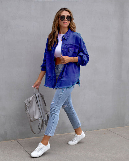 Damen Denimjacke Slim Fit Blau