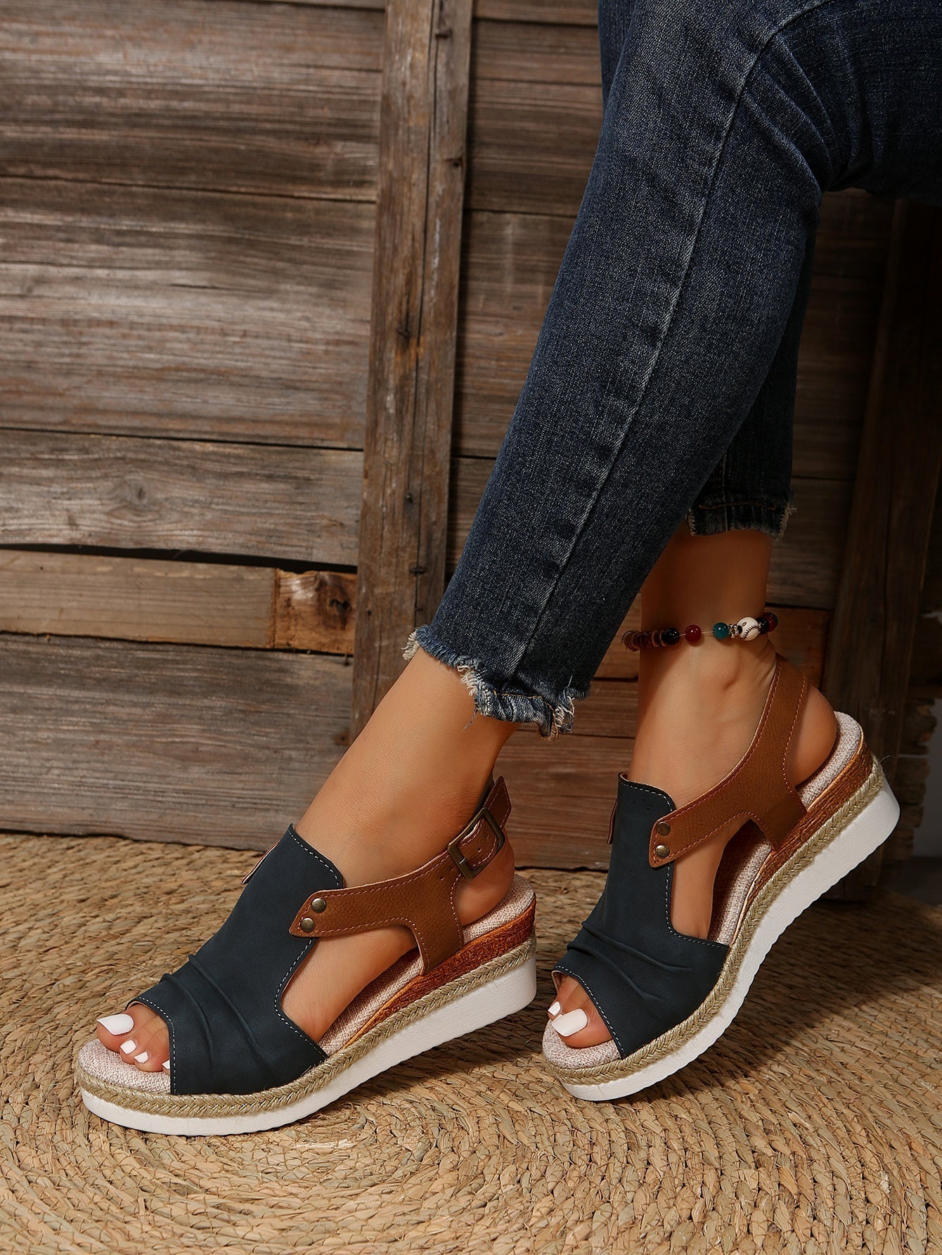 Damen Keilsandalen Komfortabel Sommer