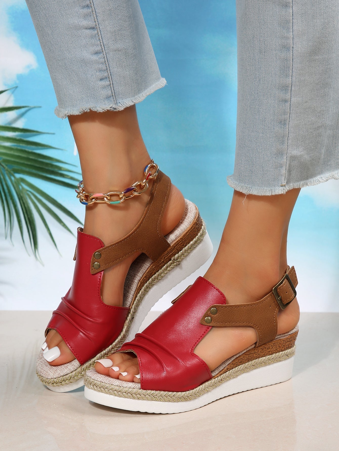 Damen Keilsandalen Komfortabel Sommer