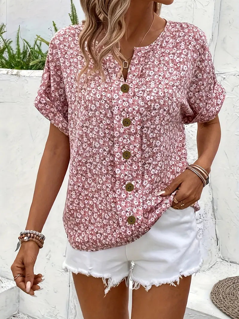 Damen Sommerbluse Florale Blüten Modern