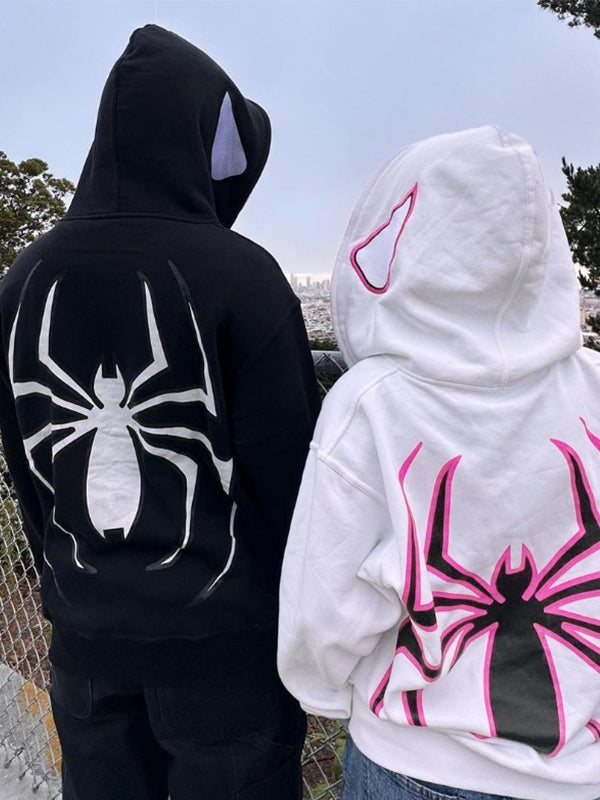 Spinnen Hoodie Reißverschluss Glitzernd