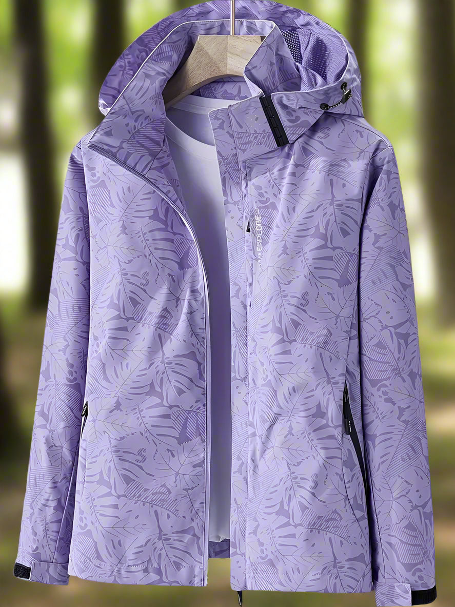 Damen Freizeitjacke Wasserabweisend Blättermuster Sportlich