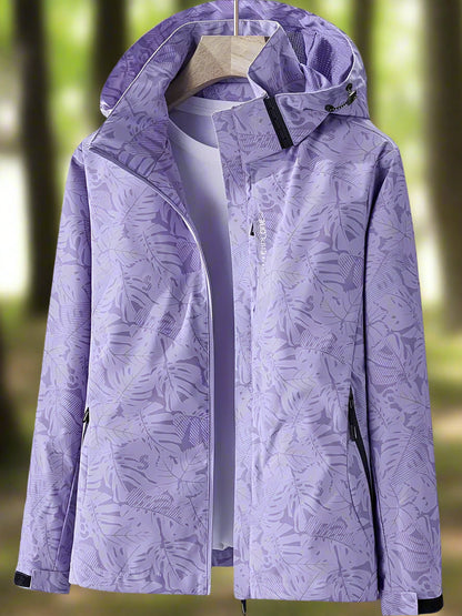 Damen Freizeitjacke Wasserabweisend Blättermuster Sportlich