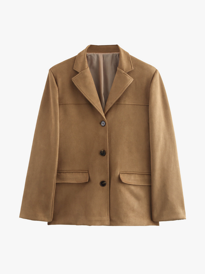 Damen Blazer Braun Kunstleder Modern
