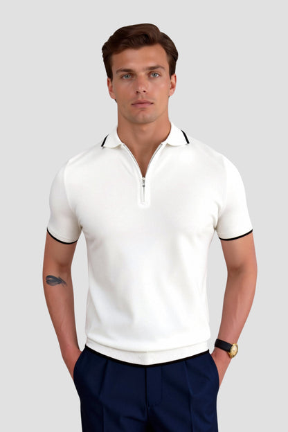 Herren Poloshirt Klassisch Mit Reißverschluss Modern