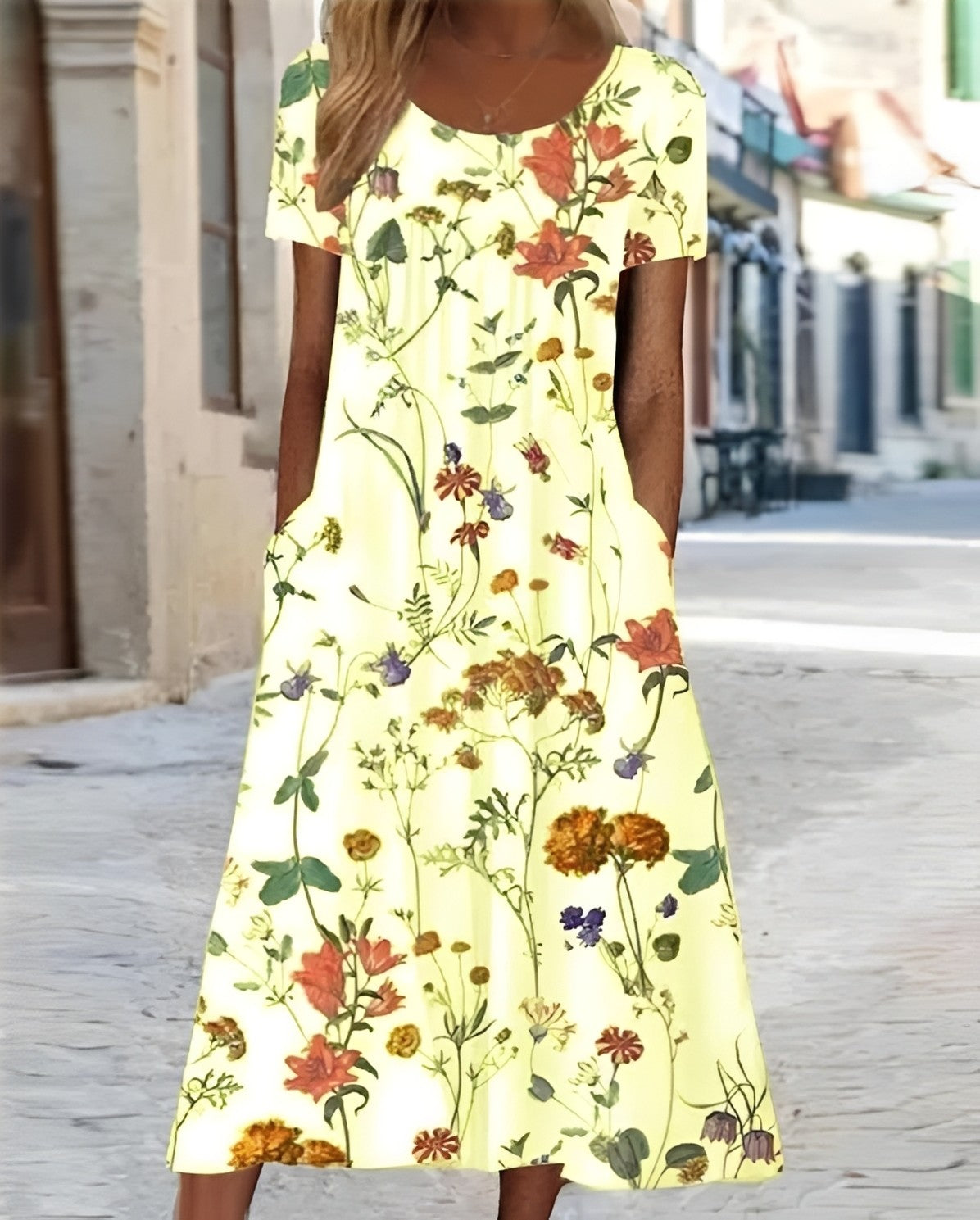 Damen Swingkleid Blumenmuster Elegant Sommerkleid - Norvielle