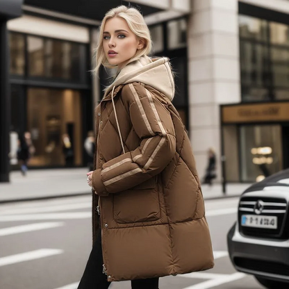 Langhaariger Steppmantel Damen Warm