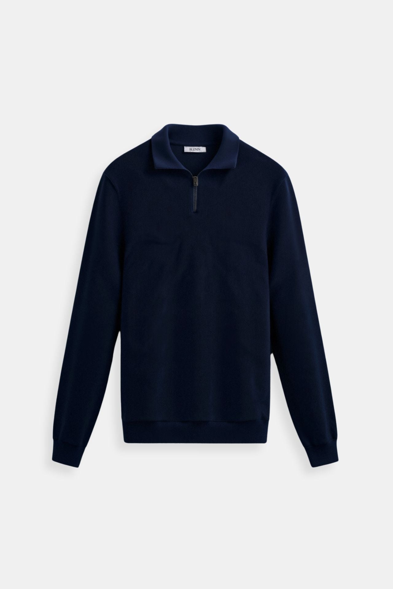 Herren Strickpullover Reißverschluss Kontrastkragen Klassisch