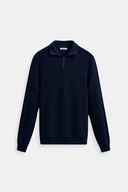 Herren Strickpullover Reißverschluss Kontrastkragen Klassisch