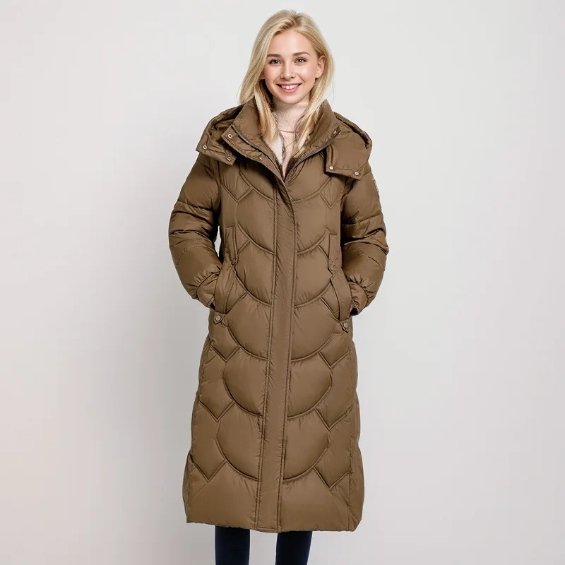 Damen Daunen Steppjacke Lang Winterwarm