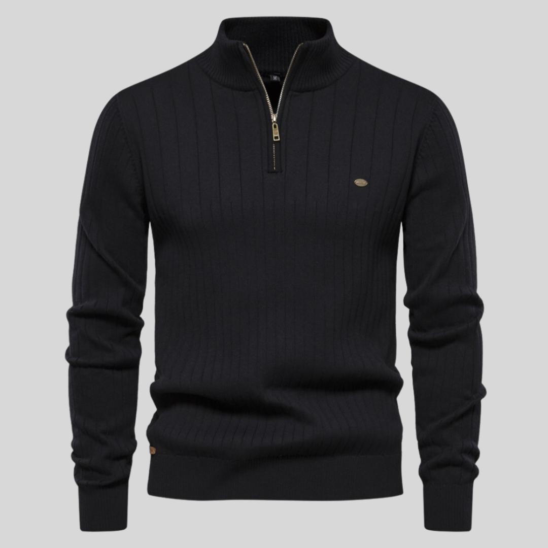 Herren Pullover Langarm Viertelzip Modern Grün - Norvielle