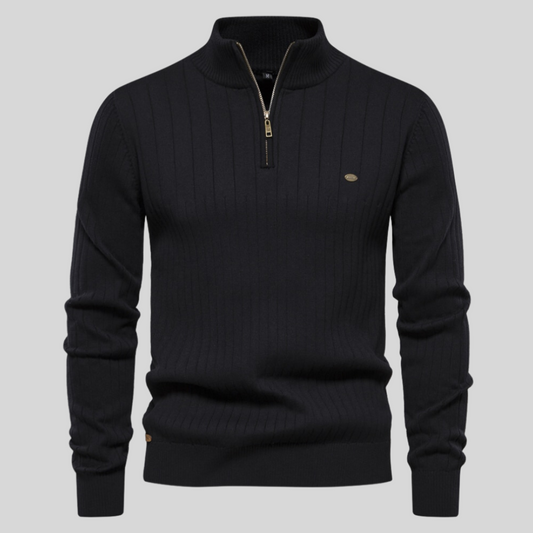 Herren Pullover Langarm Viertelzip Modern Grün - Norvielle