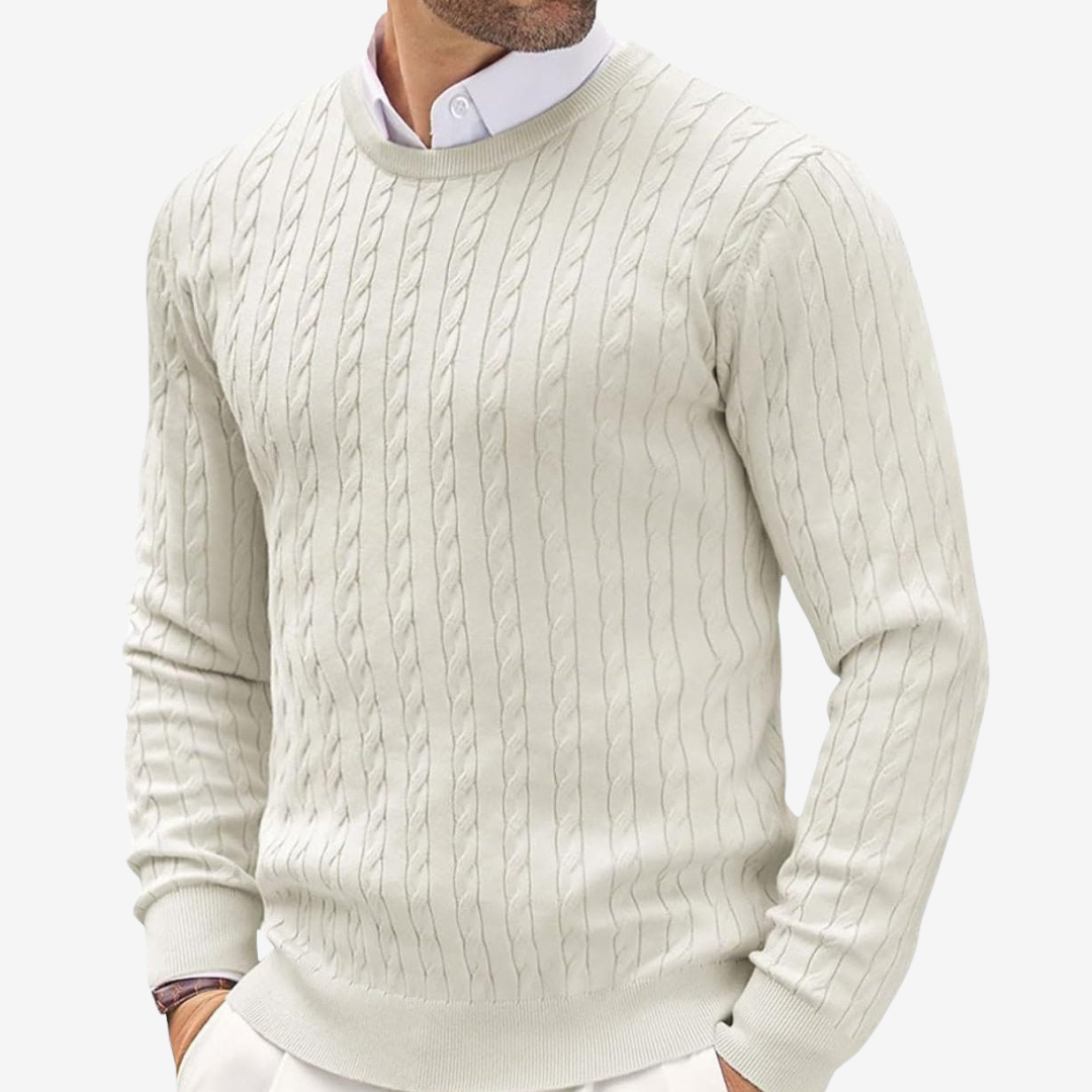 Herren Strickpullover Rundhals Zopfmuster Modern