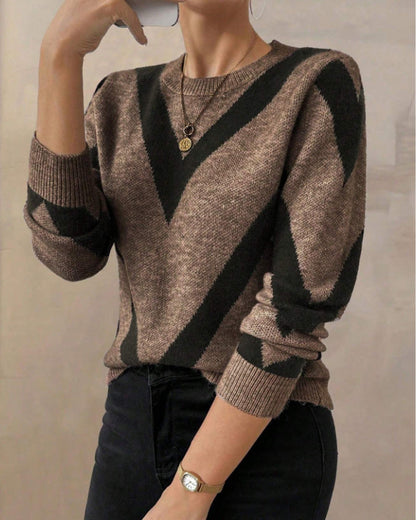 Damen Rundhals Geometrisches Muster