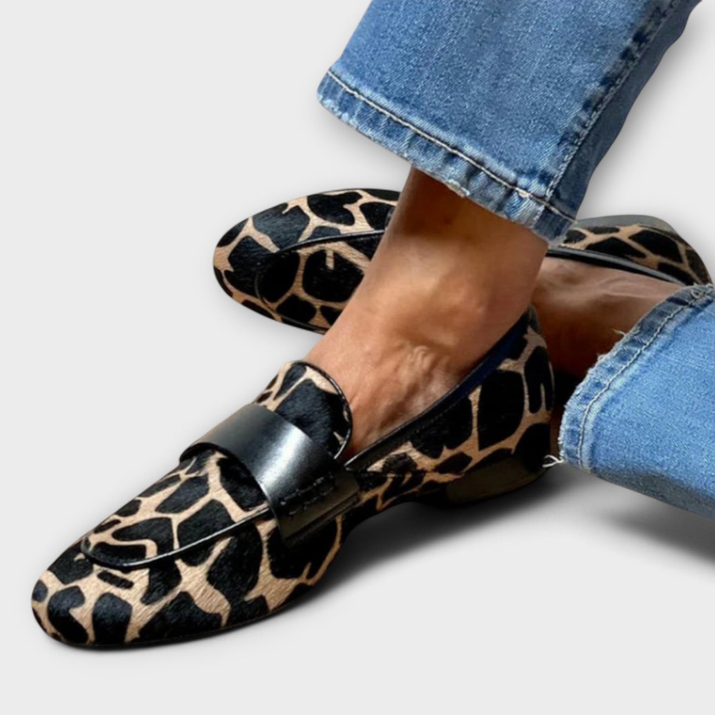 Klassische Herren Loafers Echtleder Tiermuster