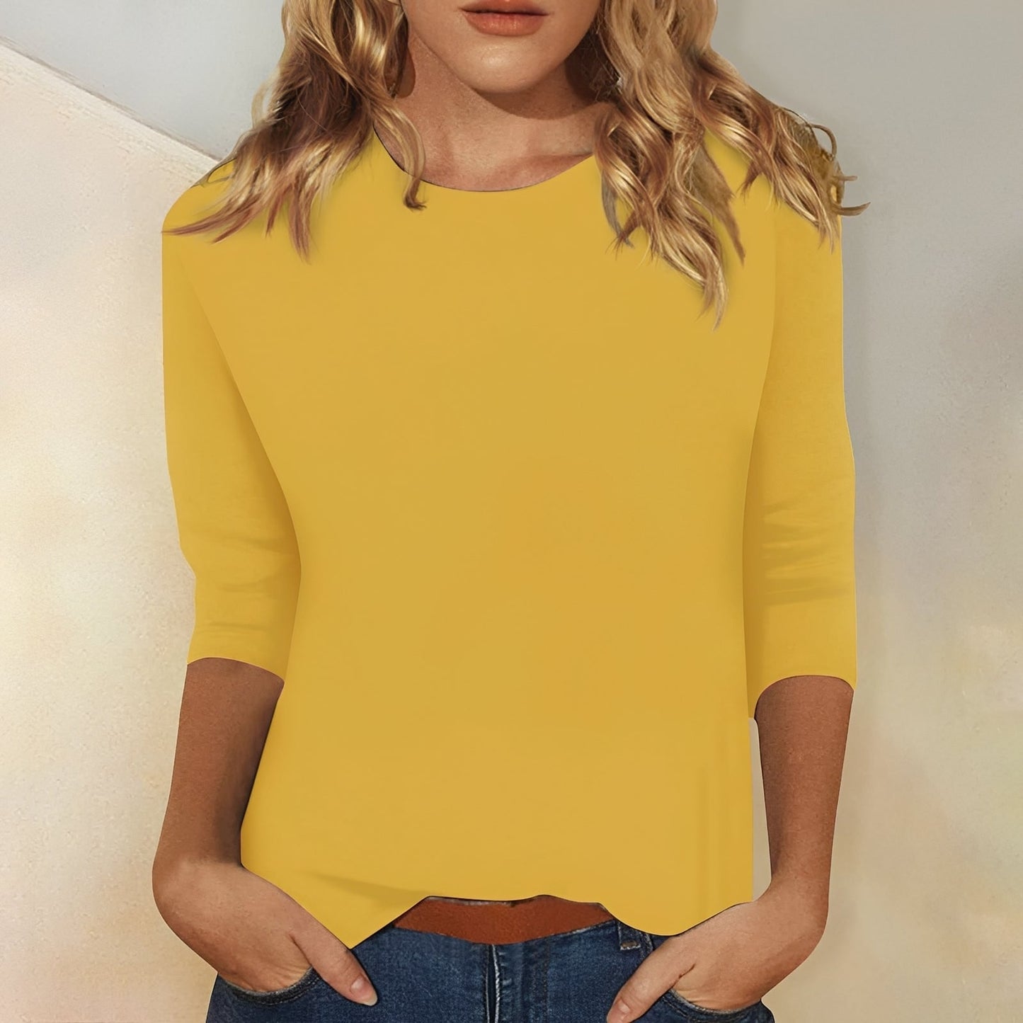 Damen Bluse 3/4 Ärmel Lässig Modern