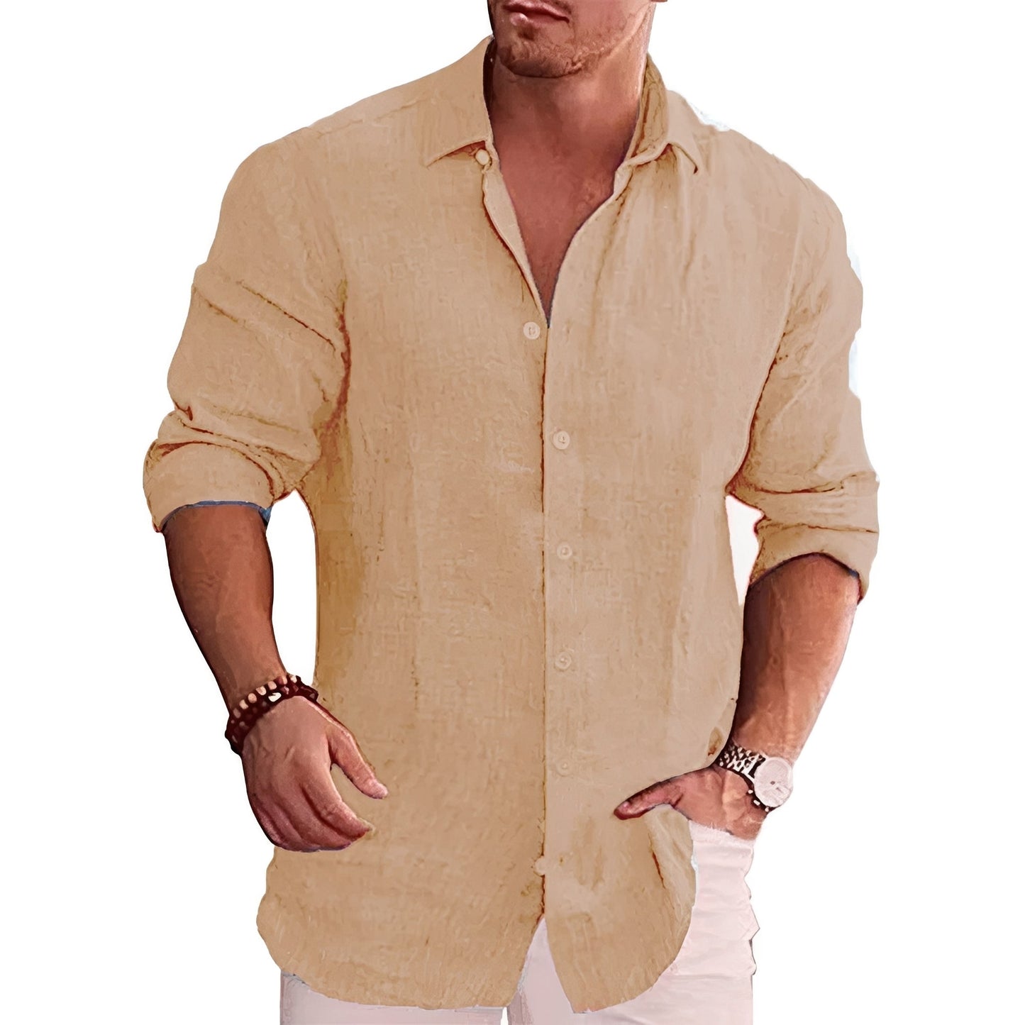 Herren Langarmhemd Slim Fit Modern Lässig