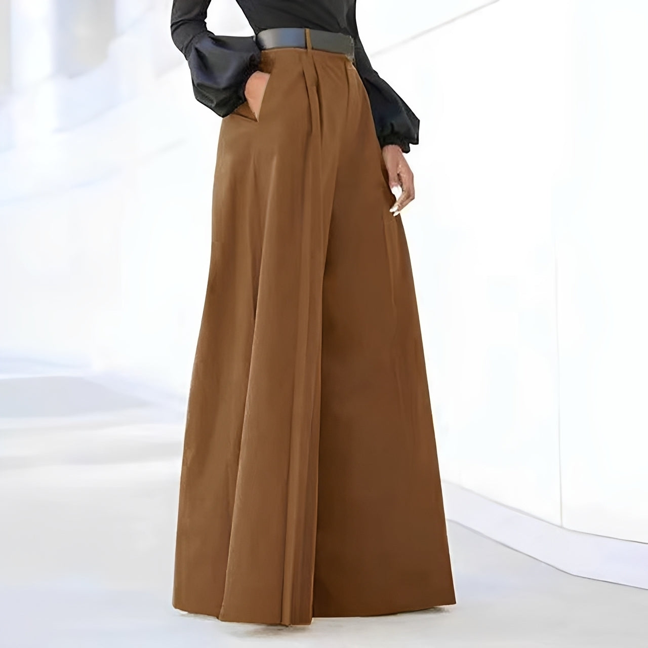 Damen Schlaghose Weit Bequem Elegant