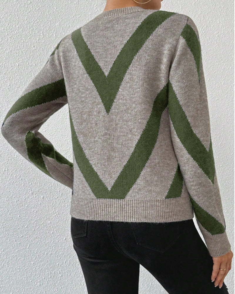 Damen Rundhals Geometrisches Muster