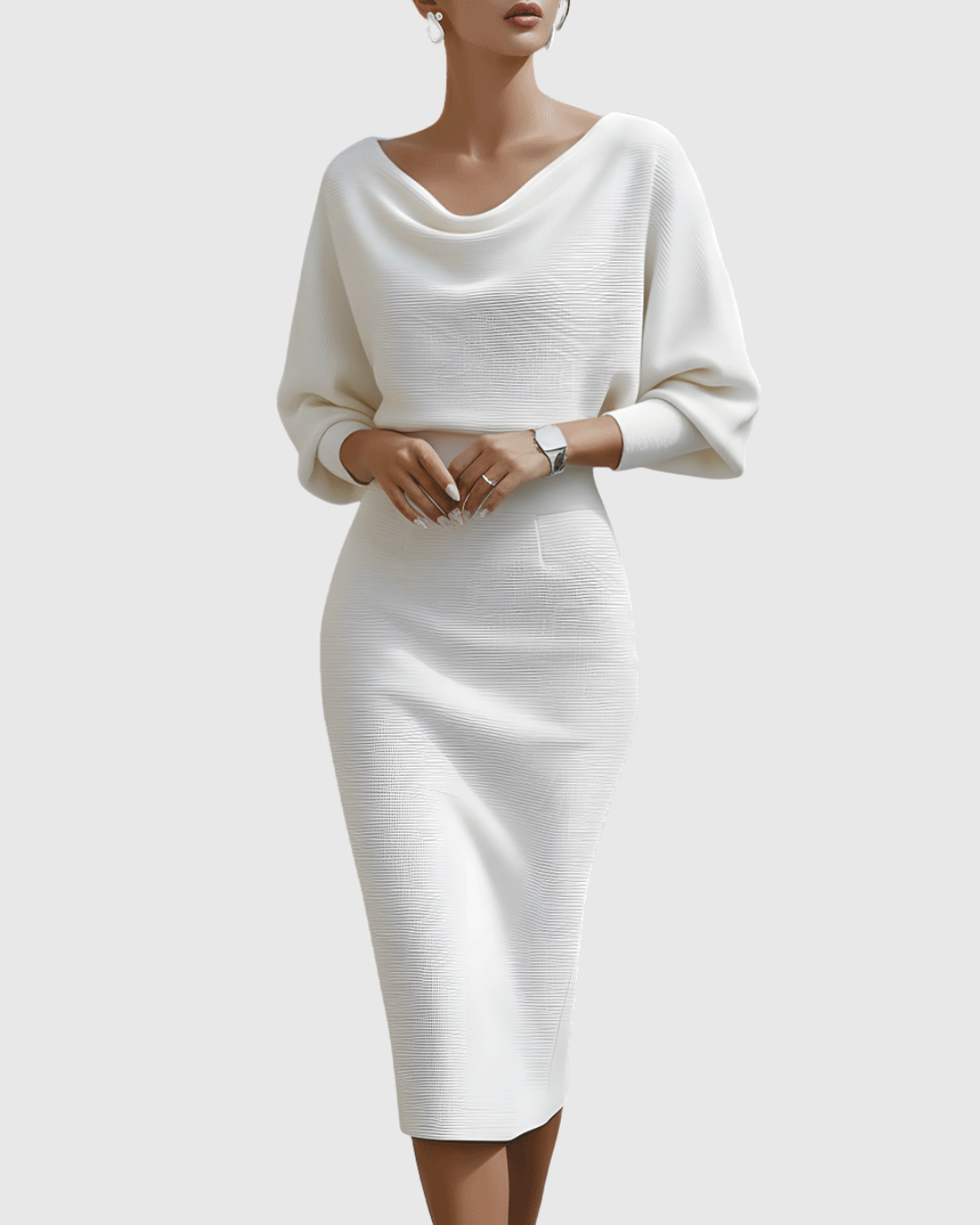 Elegantes Damen Midi-Kleid mit Drapierung