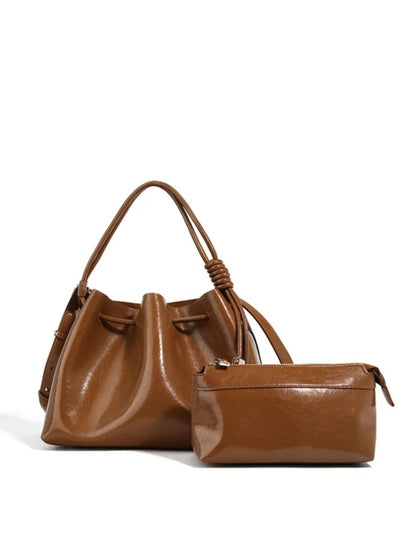 Damenhandtasche Glänzend Kordelverschluss