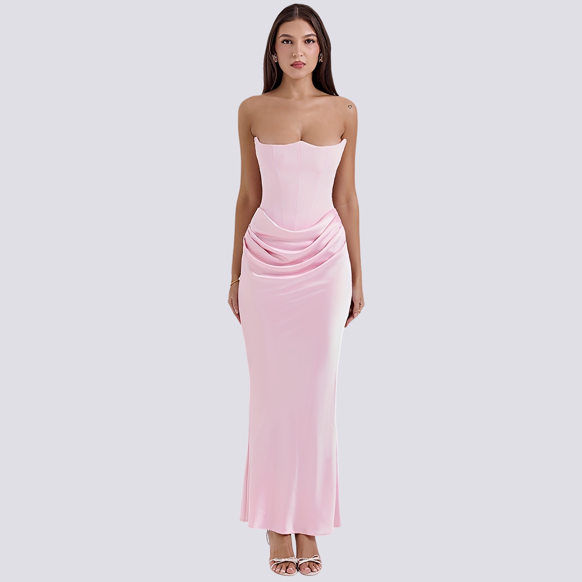 Damen Korsettkleid Trägerlos Spitze