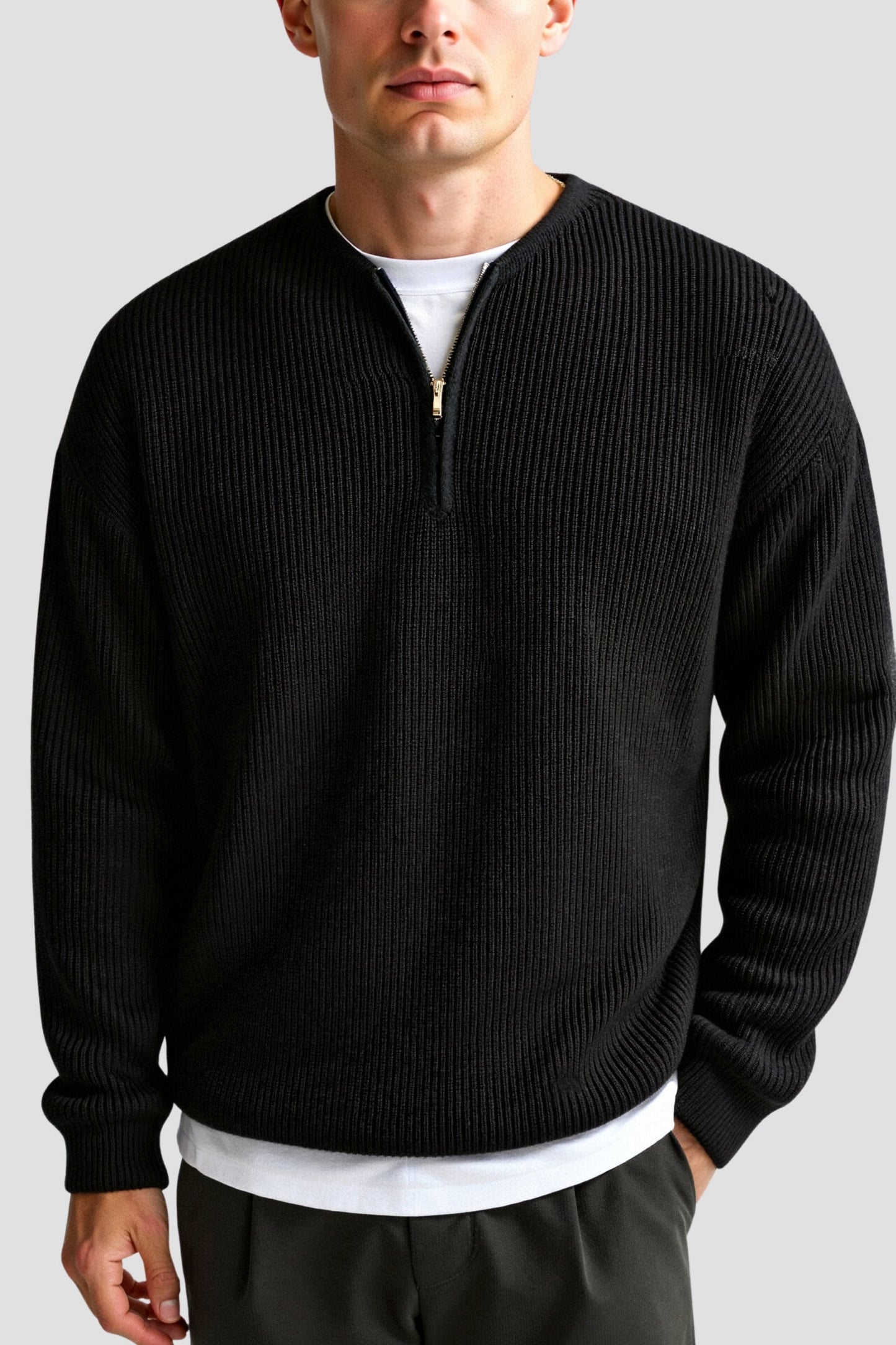 Strickpullover Reißverschluss Komfortmode Zeitlos