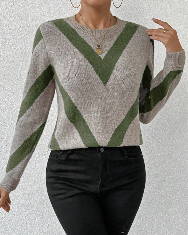 Damen Rundhals Geometrisches Muster