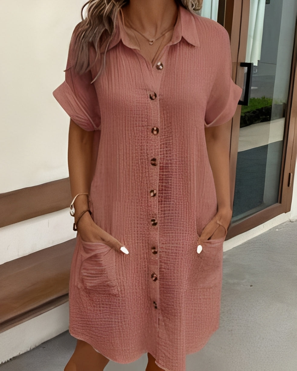 Damen Einreihiges Hemdkleid Elegantes Design