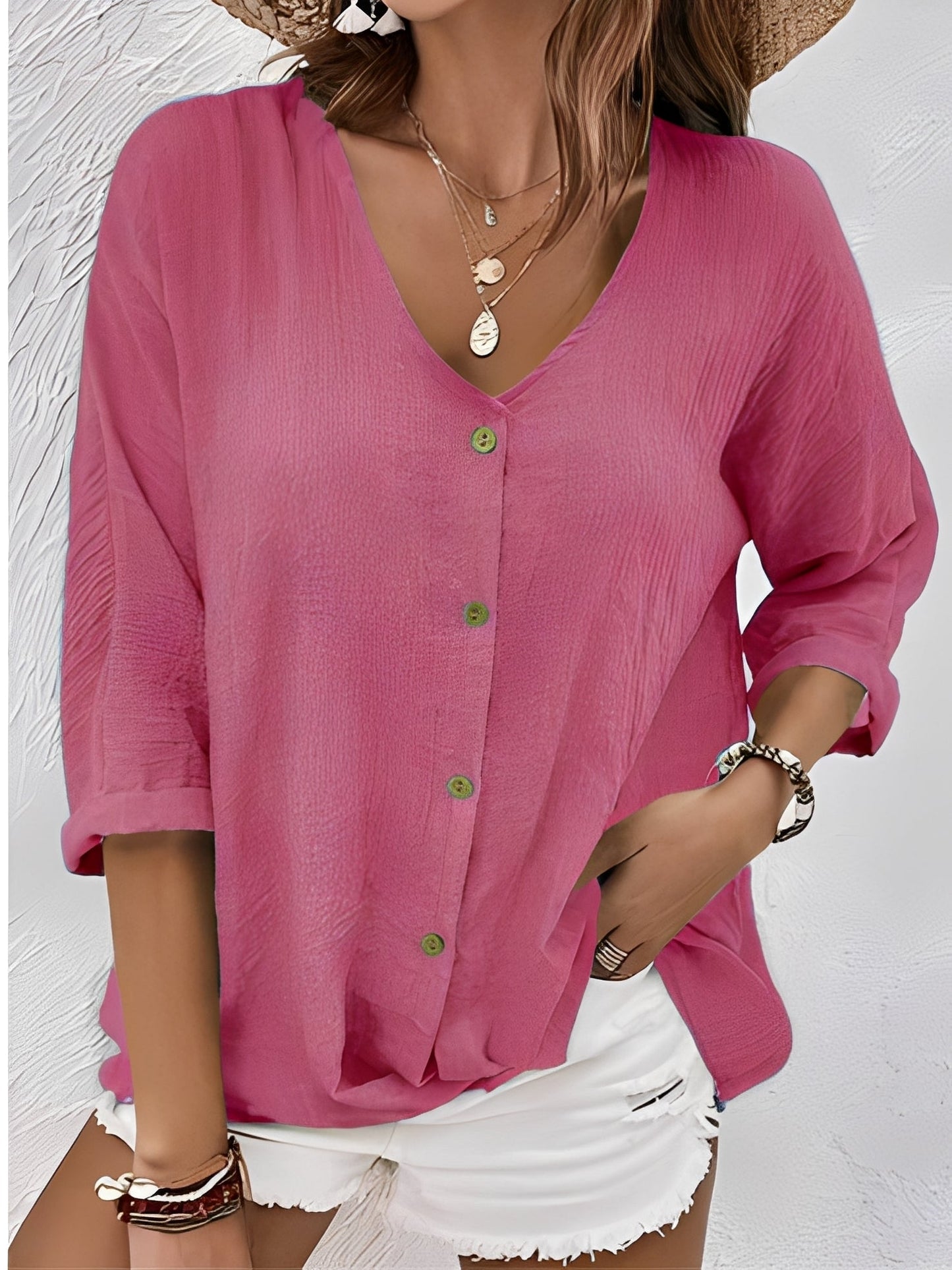 Damen V-Ausschnitt Shirt Bequem Modern