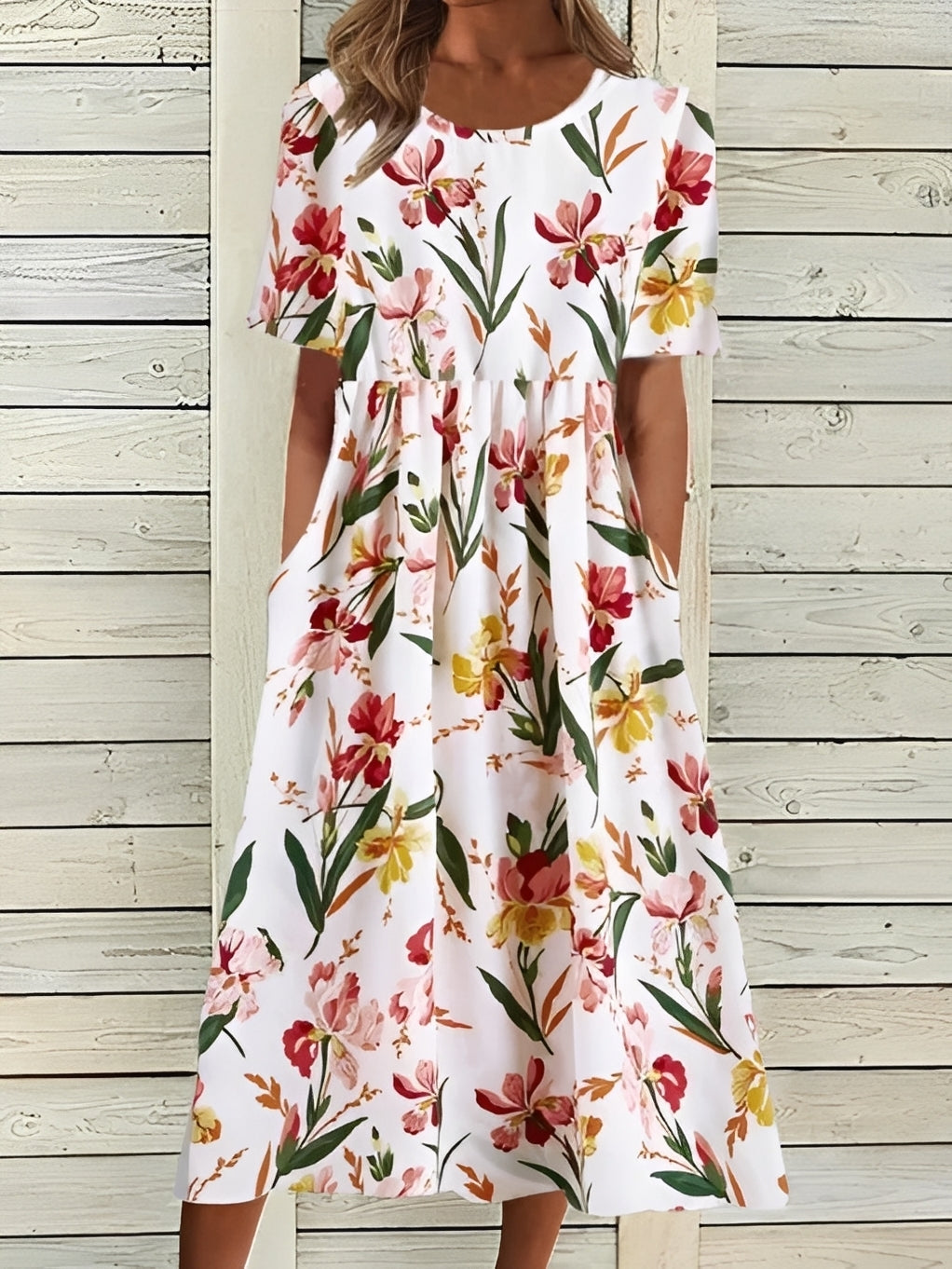 Damen Midikleid Blumenmuster Elegant