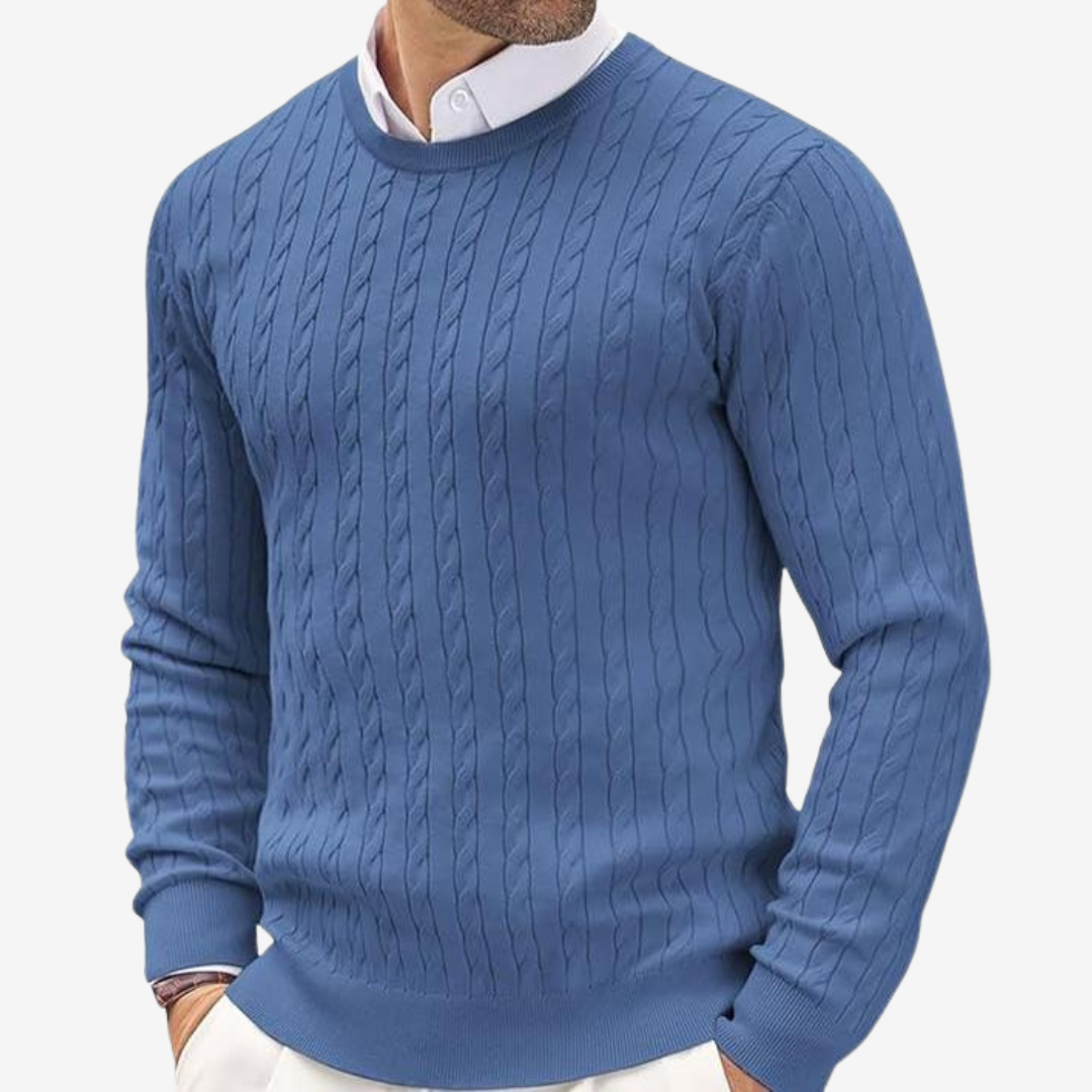 Herren Strickpullover Rundhals Zopfmuster Modern