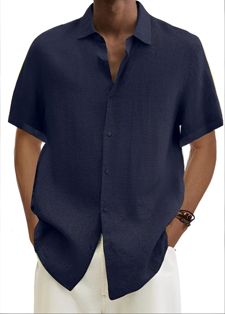 Herren-Hemd Lässig Baumwolle Relaxed Fit