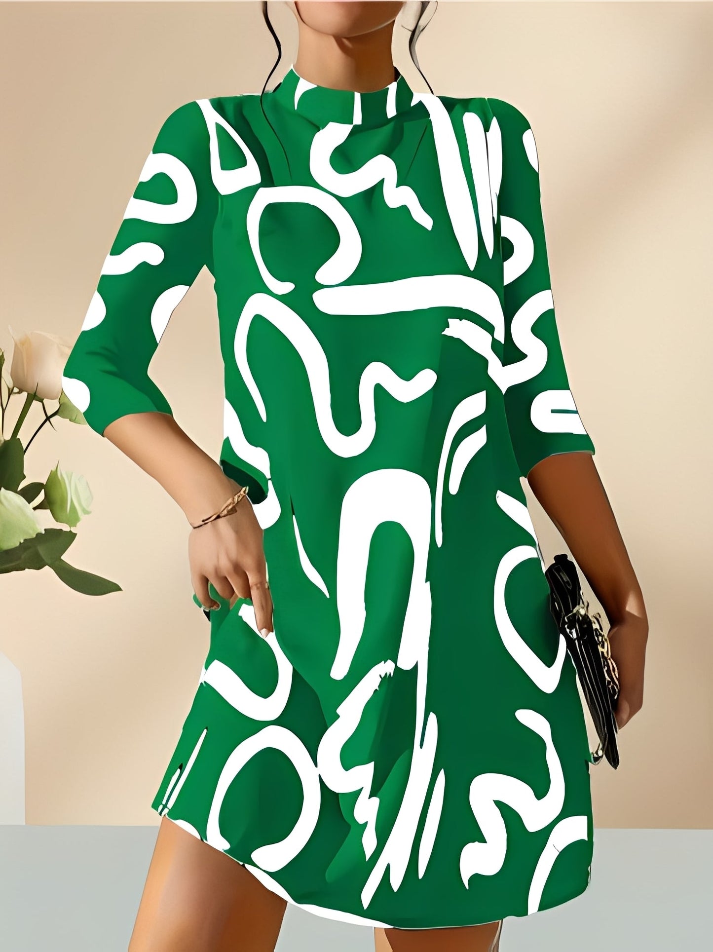 Damen Abendkleid Bedruckt Elegantes Kleid