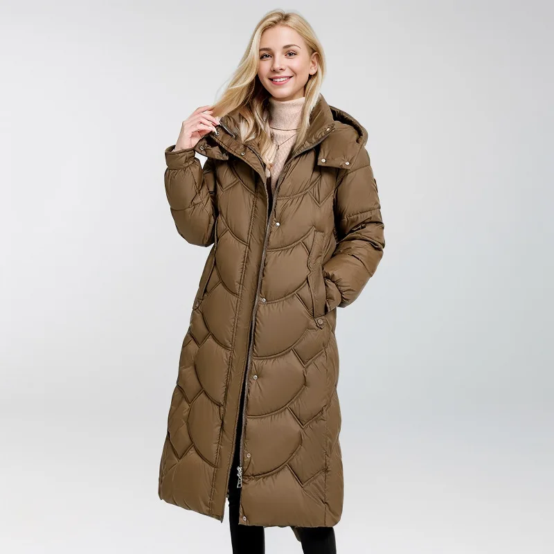 Damen Daunen Steppjacke Lang Winterwarm