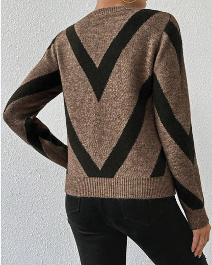 Damen Rundhals Geometrisches Muster