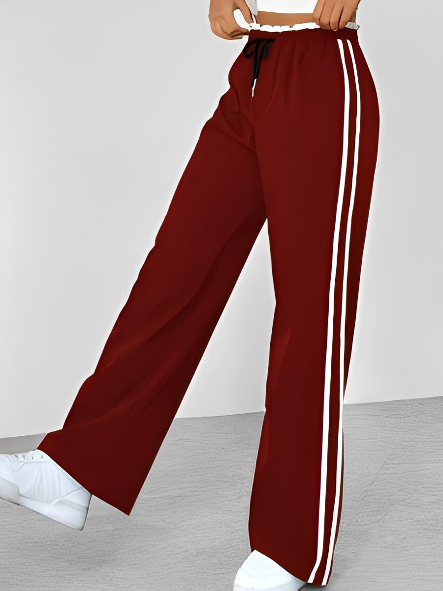 Damen Straight-Hose Sportlich Bequem Weit