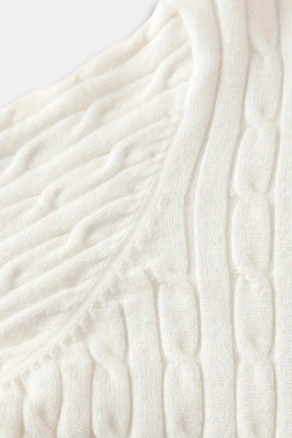 Damen Strickpullover Zopfmuster Reißverschluss