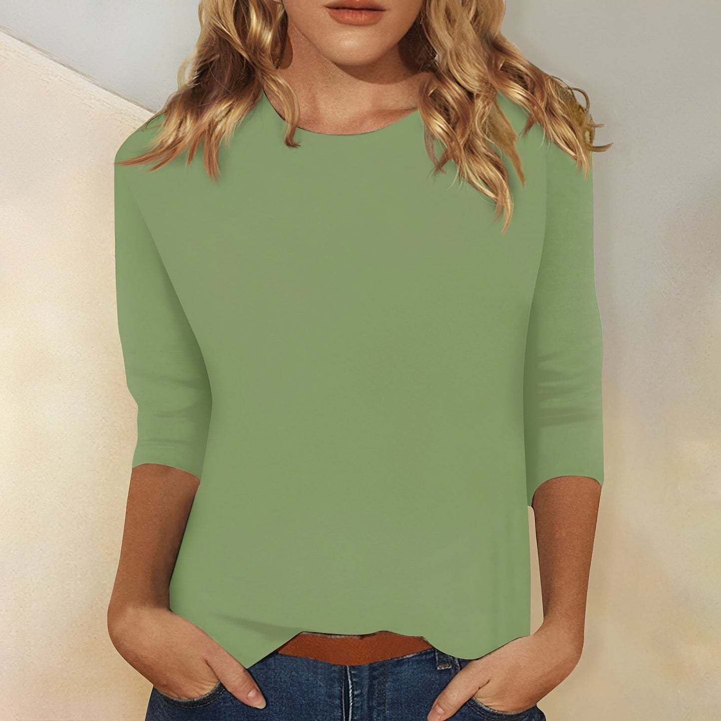 Damen Bluse 3/4 Ärmel Lässig Modern